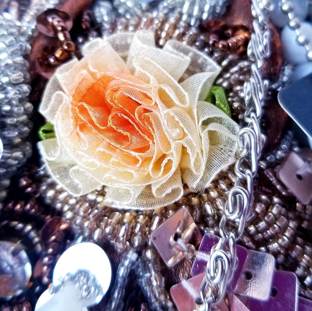 RARE Floral Beaded Evening Statement Purse - Picture 5 of 15